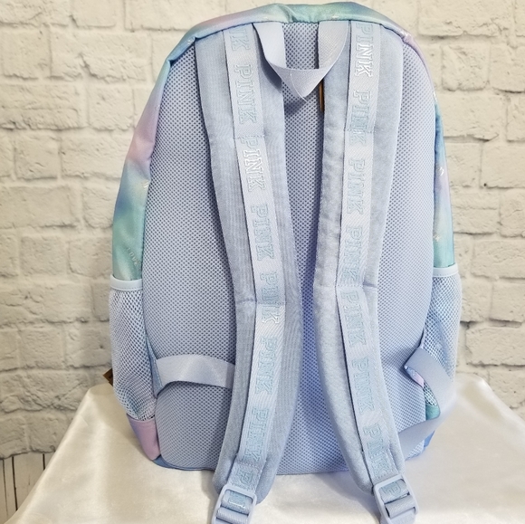 PINK Victoria's Secret Tie Dye Collegiate Backpack Bag Logo Full Size New - Picture 5 of 16